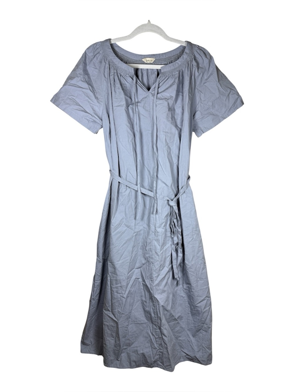 Habits Studio Gathered Neck MIDI Dress Sz S Minimalist Capsule Clean